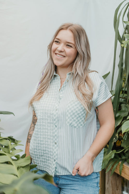 Mint Button Up